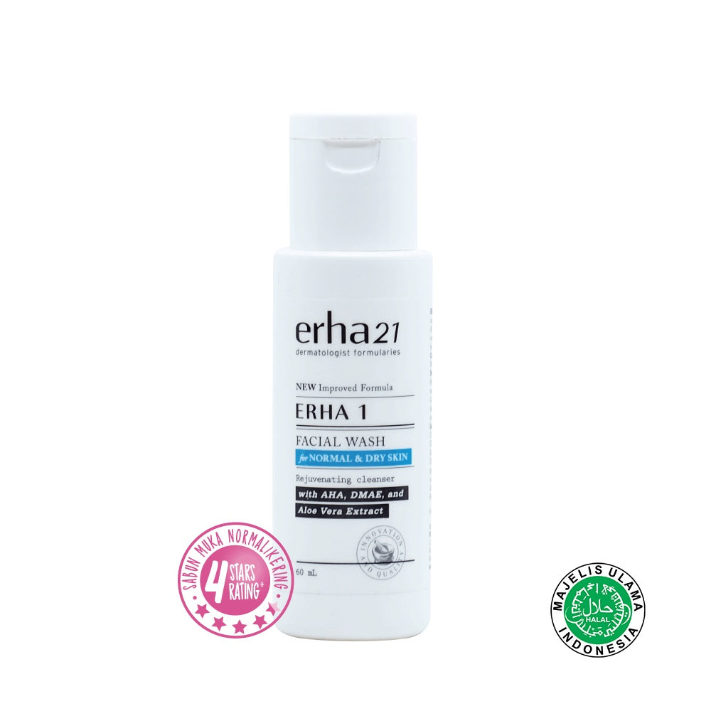 ERHA Bundle ERHA 1 Facial Wash 60ml & ERHA 3 Balancing Toner 60ml - Sabun & Toner Wajah Kulit Normal