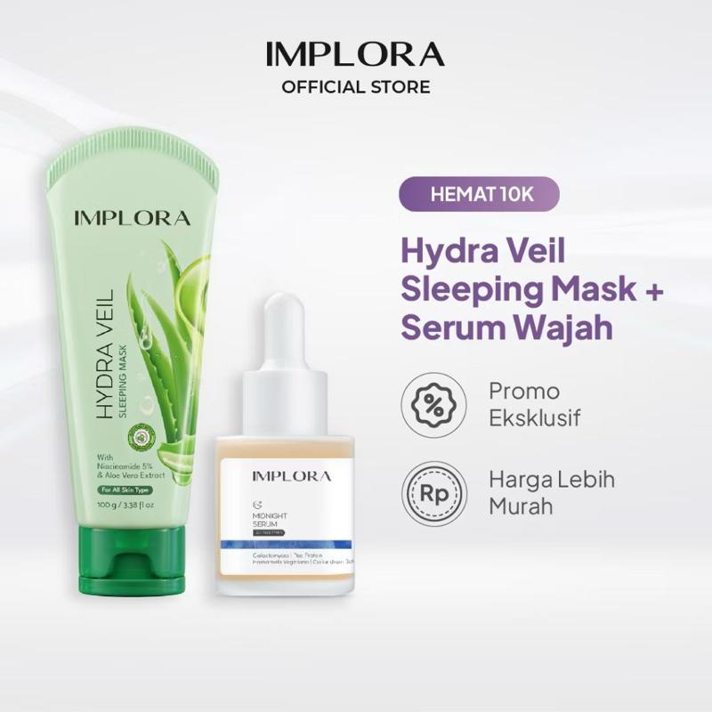 Implora DreamDew Duo: Hydra Veil Sleeping Mask & Glow Serum Set