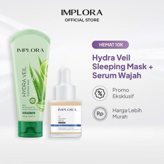 Implora DreamDew Duo: Hydra Veil Sleeping Mask & Glow Serum Set