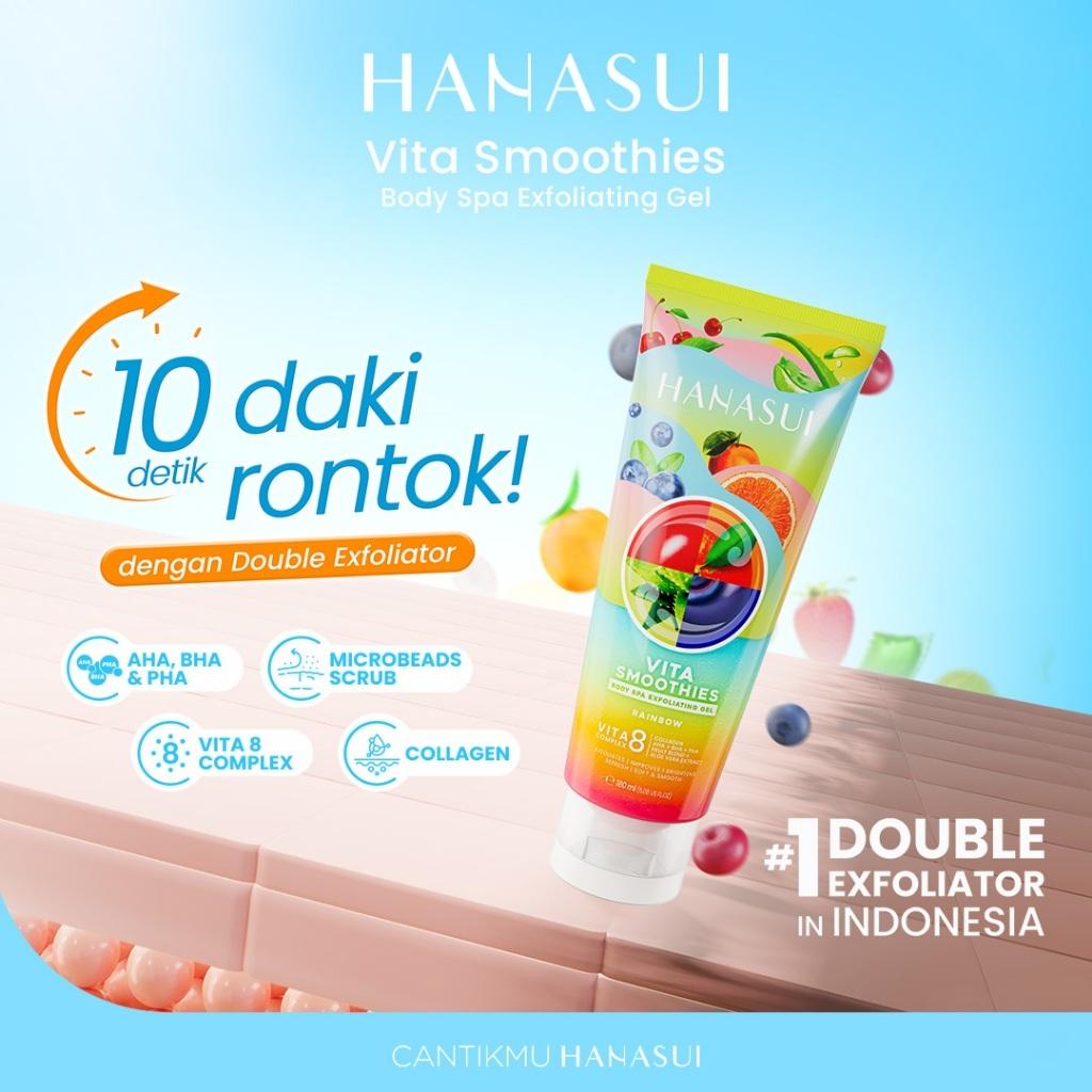 Hanasui Vita Smoothies Body Spa Exfoliating Gel 180ml Gentle Body Scrub & Peel with Double Exfoliator AHA BHA PHA Microbeads Collagen