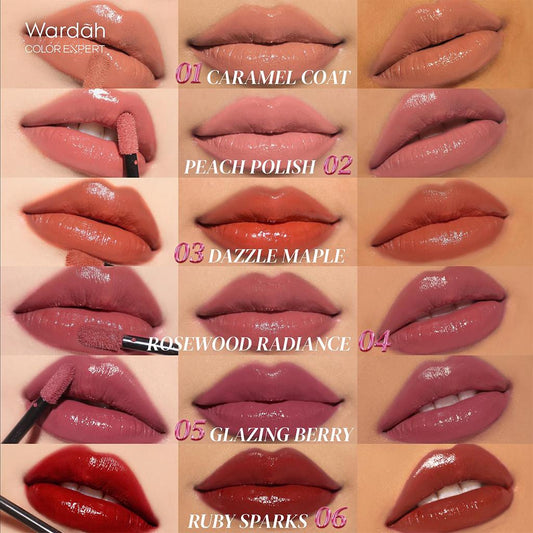 WARDAH Glasting Liquid Lip – Glassy Shine | High Pigment | Lightweight & Non-Sticky