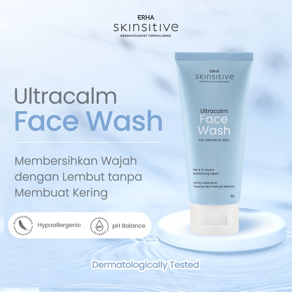 ERHA Bundle Skinsitive Ultracalm Face Wash 80g + Ultracalm Face Toner 100ml - Paket Kulit Wajah Sensitif & Aman untuk Semua Jenis Kulit