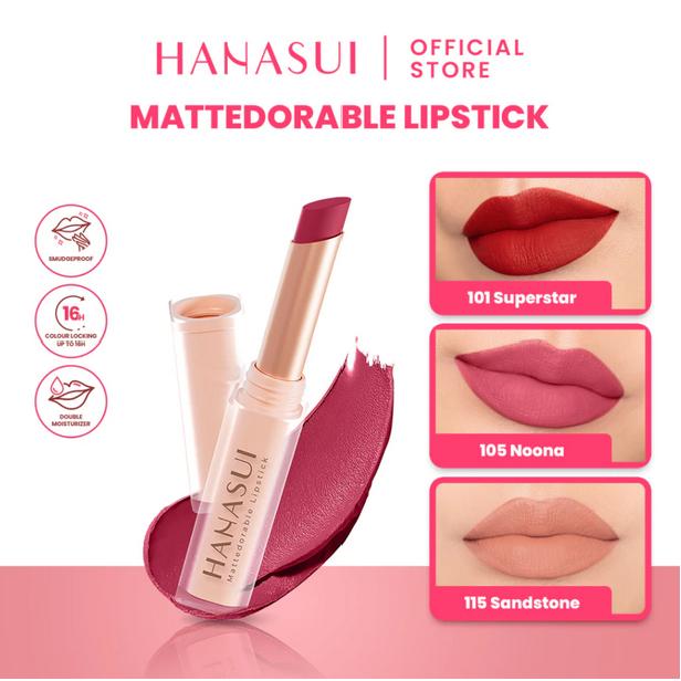 Hanasui Mattedorable Lipstick | Anti Geser Formula Smudgeproof Transferproof Long Lasting Matte