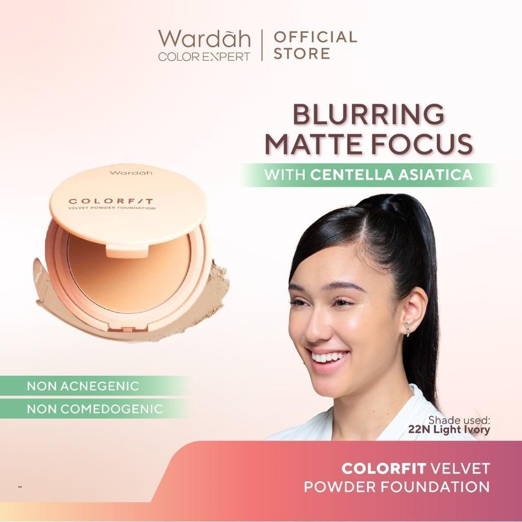 WARDAH Colorfit Velvet Powder Foundation Make Up – Long-Wear Compact Powder with Smooth Glow Finish