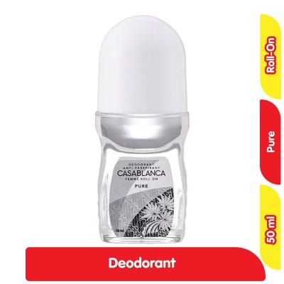 Casablanca Deodorant Roll-On – Pure White 50ml | 48H Protection & Brightening Care | Gentle on Skin, Fights Odor & Sweat | For Long-Lasting Fresh Confidence