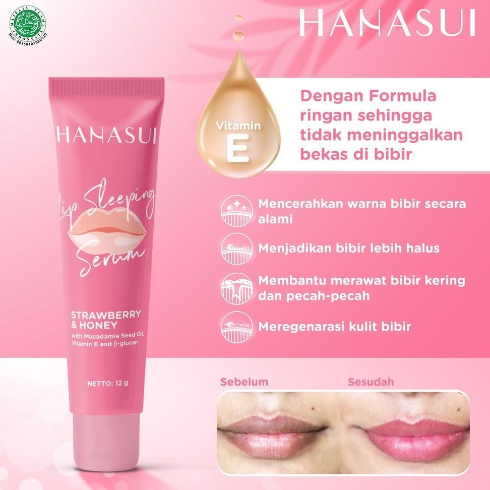 HANASUI Lip Sleeping Serum Strawberry & Honey 12g Halal Lip Care Moisturizing Formula