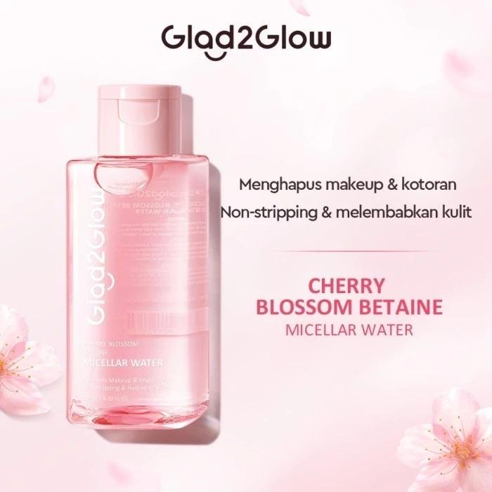 Glad2Glow Cherry Blossom Betaine Micellar Water 130ml & 300ml Gentle Makeup Remover Cleansing Water Hydrating Refreshing