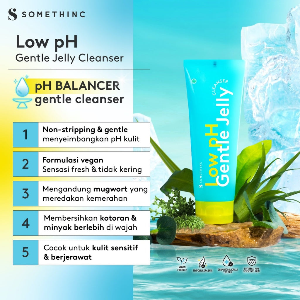 SOMETHINC Low pH Gentle Jelly Cleanser - Sabun Cuci Muka Semua Jenis Kulit, Pembersih Kotoran, Facial Wash Gentle, Kulit Tidak Ketarik, All Skin Type, Low PH sensitive Repair Skin Barrier