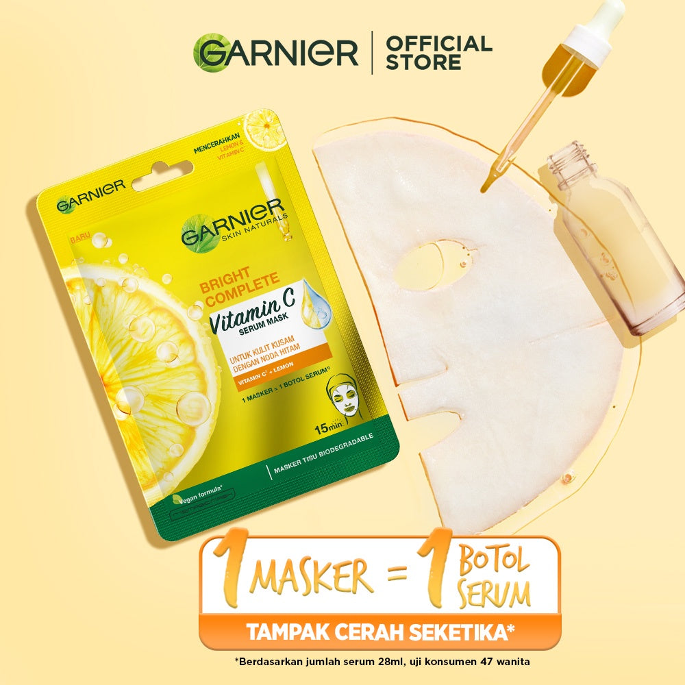GARNIER Vitamin C Serum Masker Wajah Bright Complete 10 Pcs Lebih Hemat skincare