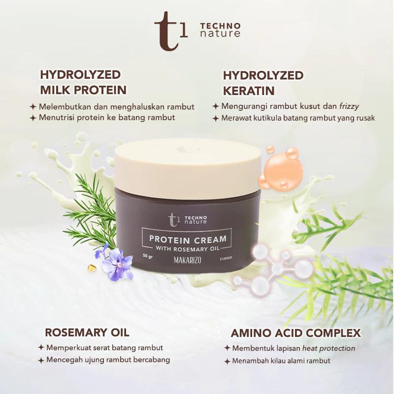 Makarizo T1 Techno Nature Protein Cream 50mL - Moisturizer / Hair Vitamin