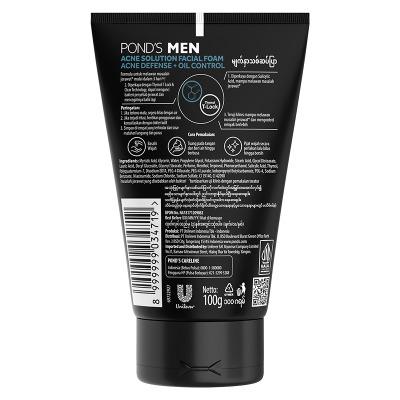 Pond's Men Acne Solution Face Wash Foam 100g – Deep Cleanse & Breakout Control for Oily Skin