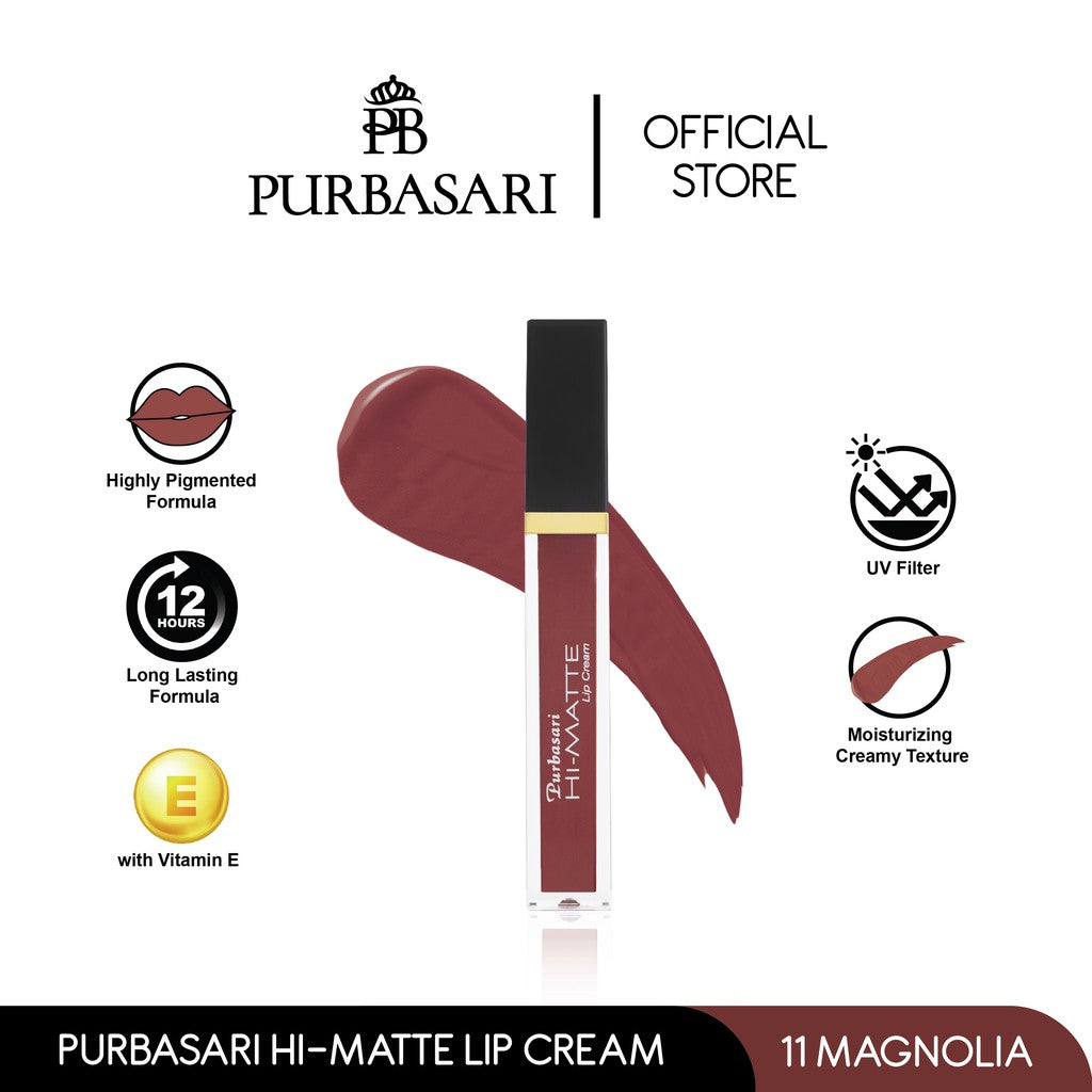 Purbasari Hi-Matte Lip Cream 11 Magnolia / Matte Lipcream / Matte Lipstick - Lembut Tahan Lama Pelembab Pigmentasi Tinggi