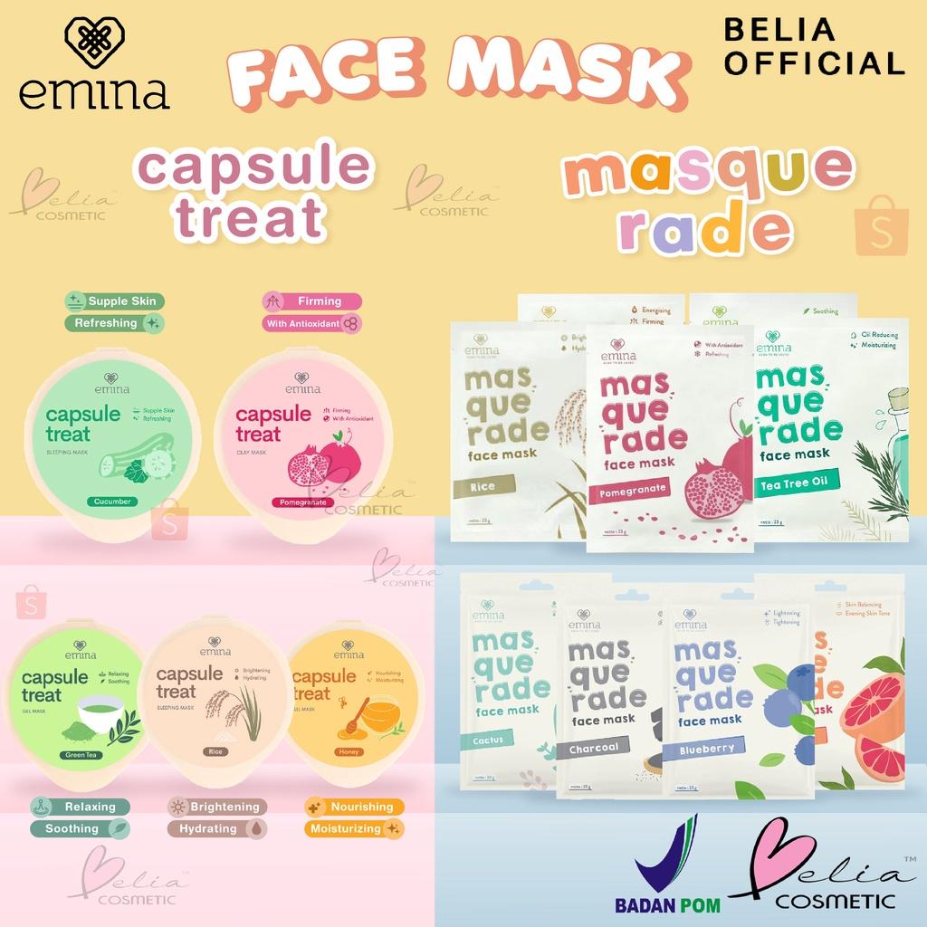 Emina Masquerade Face Sheet Mask 23g & Capsule Treat Mask | Masker Wajah Praktis by Serba Ada