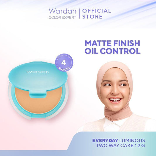 WARDAH Everyday Luminous Two Way Cake Make Up – Lightweight Matte Finish with Vitamin E & Oil Control (12g)