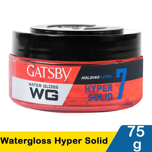 Gatsby Water Gloss Hyper Solid 75g – Ultra Strong Wet Look Hold for Sharp, Lasting Style