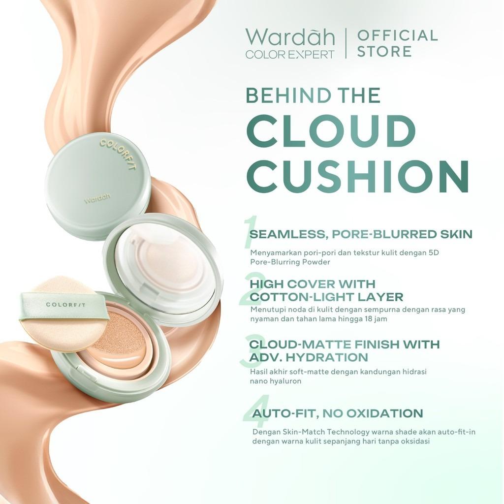 WARDAH Colorfit 5D Blur Cloud Cushion Make Up – Long-Lasting Matte Finish with SPF 50 PA+ & 18H Stay