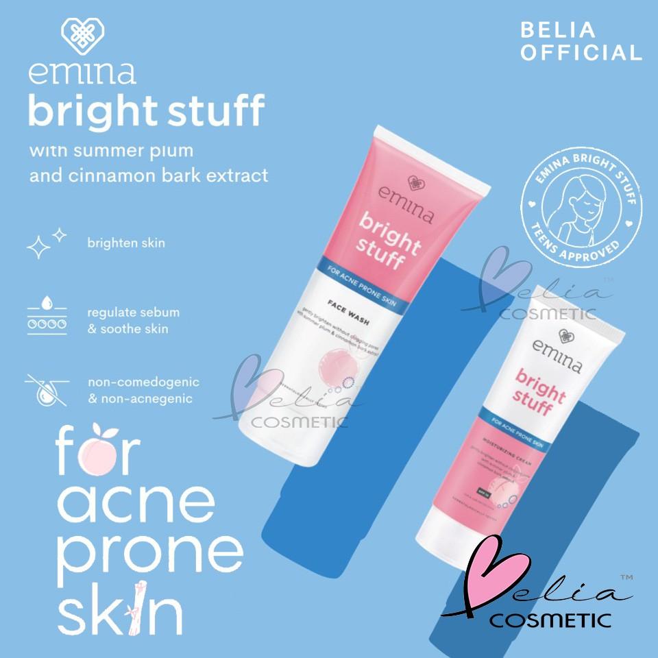 Emina Bright Stuff Skincare Set | Acne-Prone Skin | Face Wash - Toner - Serum - Moisturizer - Tone Up Cream
