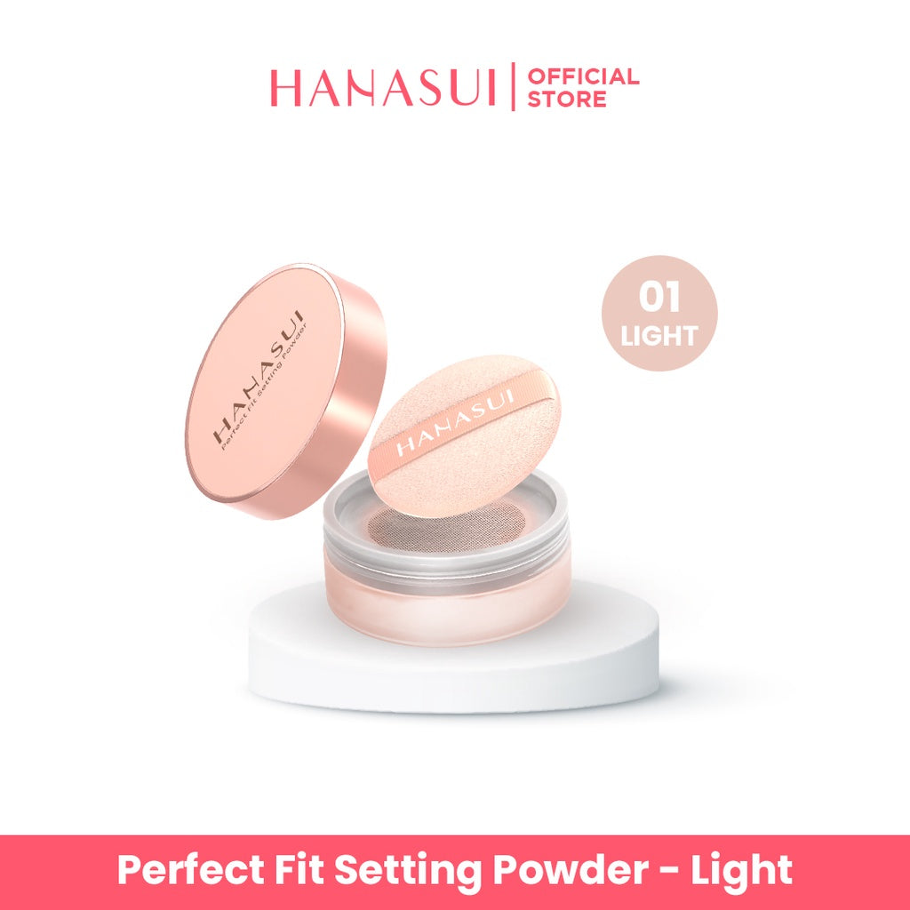 Hanasui Perfect Fit Setting Powder - Bedak Tabur Halus Ringan Natural Coverage Menyerap Minyak Berlebih Mengandung Vitamin E Anti Polusi