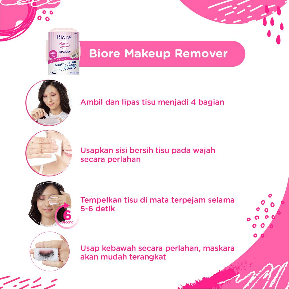Biore Make Up Remover Tissue Untuk Make Up Waterproof Cleansing Oil Non Alcohol 10 s