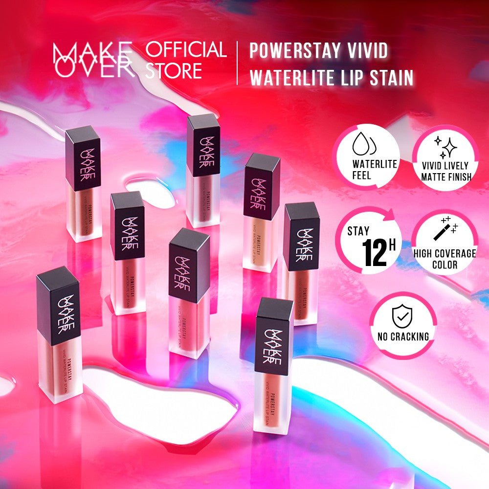 MAKE OVER Powerstay Vivid Waterlite Lip Stain - Liptint tahan lama ringan watery base ombre nude