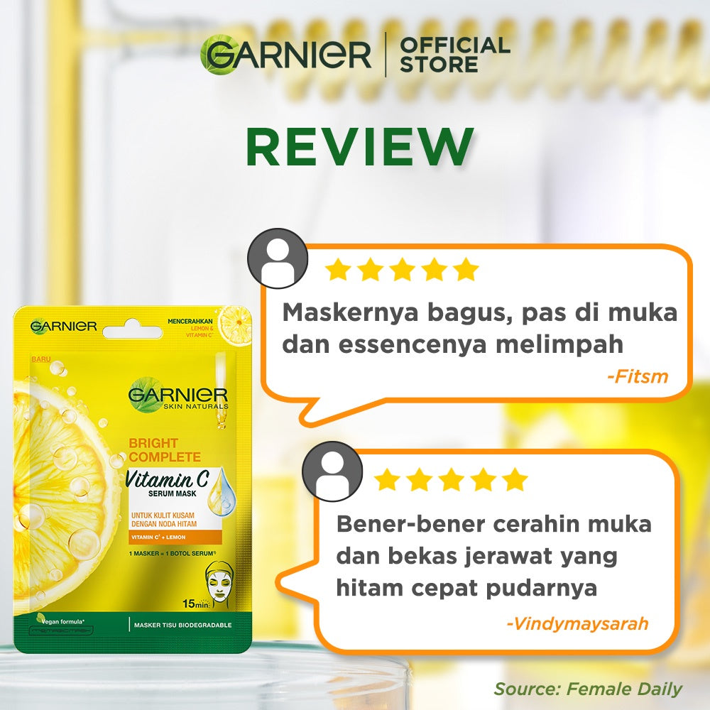 GARNIER Vitamin C Serum Masker Wajah Bright Complete 10 Pcs Lebih Hemat skincare