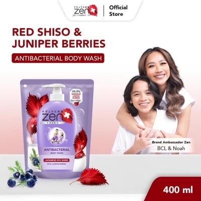 Zen Antibacterial Body Wash – Japanese Red Shiso & Juniper Berries Refill 400ml | Herbal Antibacterial Cleanse with Refreshing Aromatic Formula | Purified, Fresh & Healthy Skin
