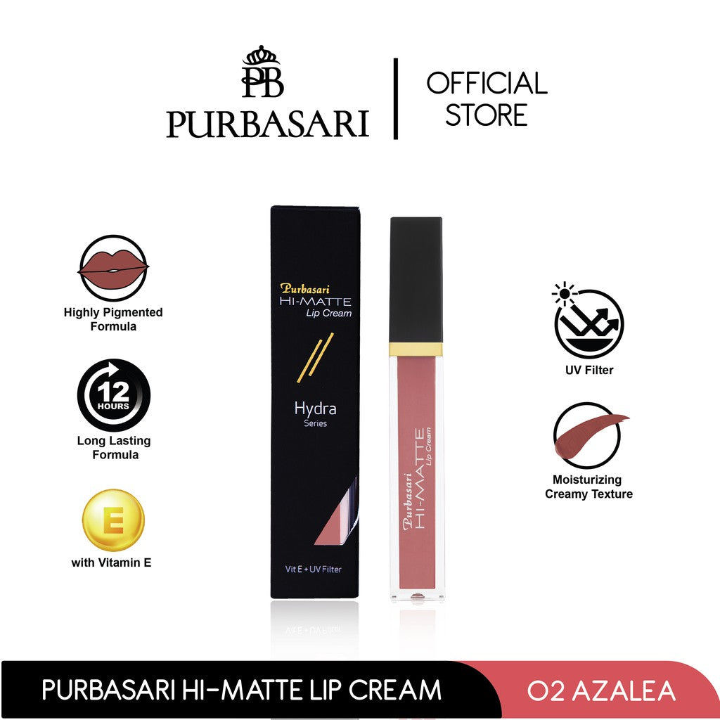 Purbasari Hi-Matte Lip Cream 02 Azalea / Matte Lipcream / Matte Lipstick - Lembut Tahan Lama Pelembab Pigmentasi Tinggi