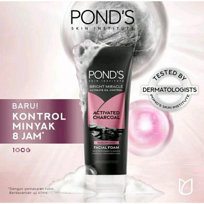 POND'S Activated Charcoal Facial Foam Cleanser for Bright & Detoxed Skin - Deep Clean Purify 100g Tested by Dermatologists