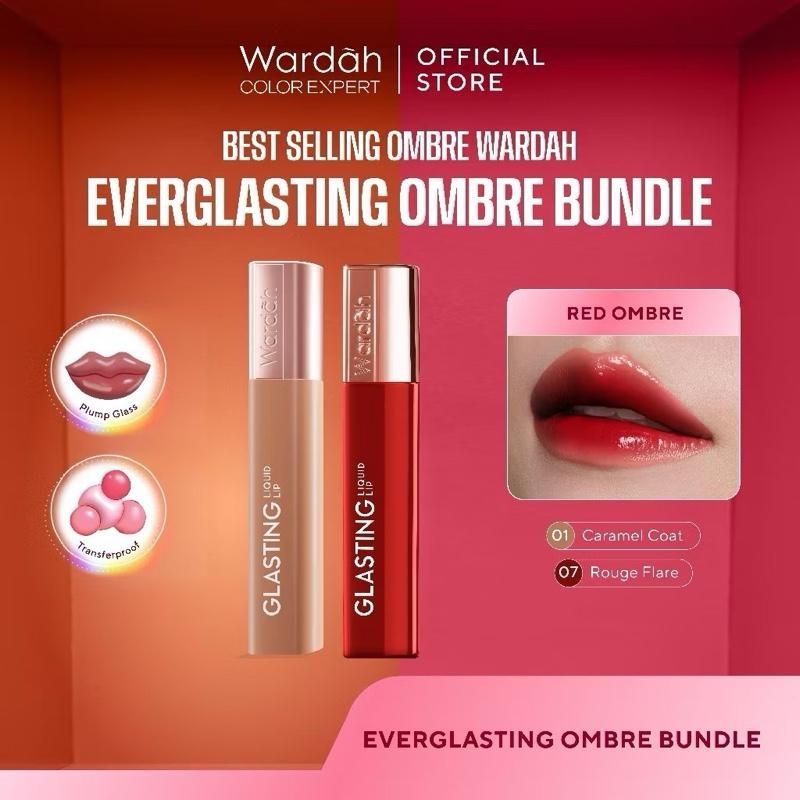 [BUY 2 GET 3] Wardah Ombre Lip Kit – Dark Lip Cover, Matte & Glasting Finish, Cleopatra Look