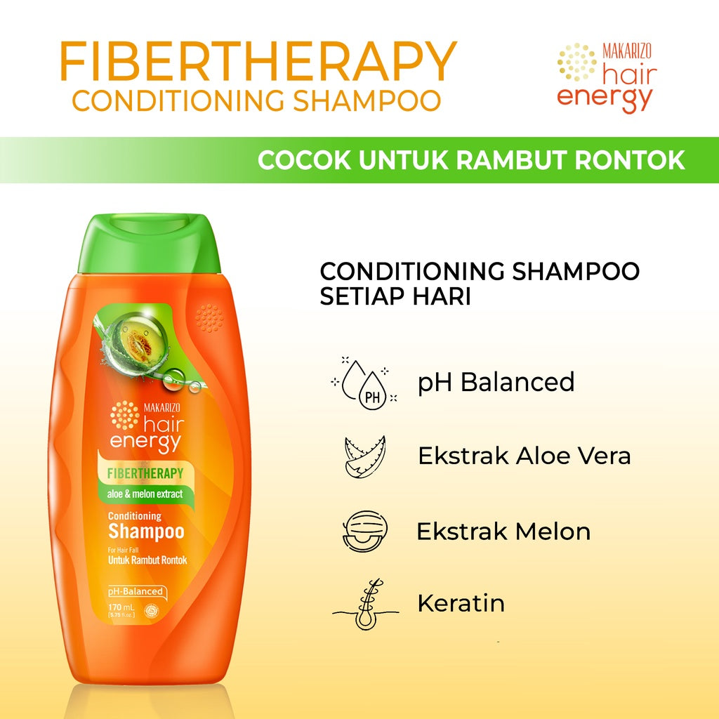 Makarizo Hair Energy Fibertherapy  Conditioning Shampoo Aloe & Melon 170 mL shampo / sampo / kondisioner / kondisioner rambut
