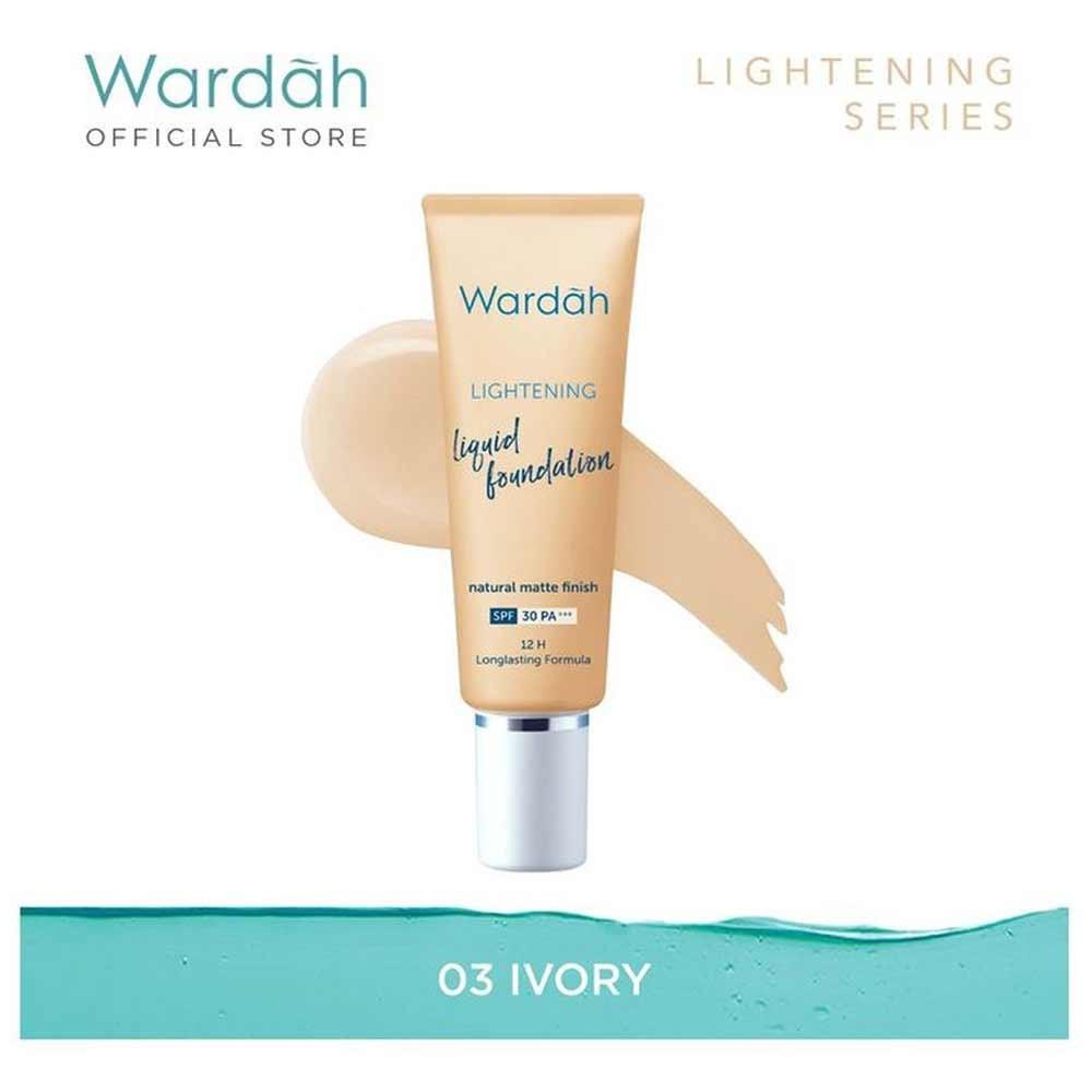 Wardah Lightening Liquid Foundation 03 Warm Beige – Natural Coverage + Bright Finish with SPF