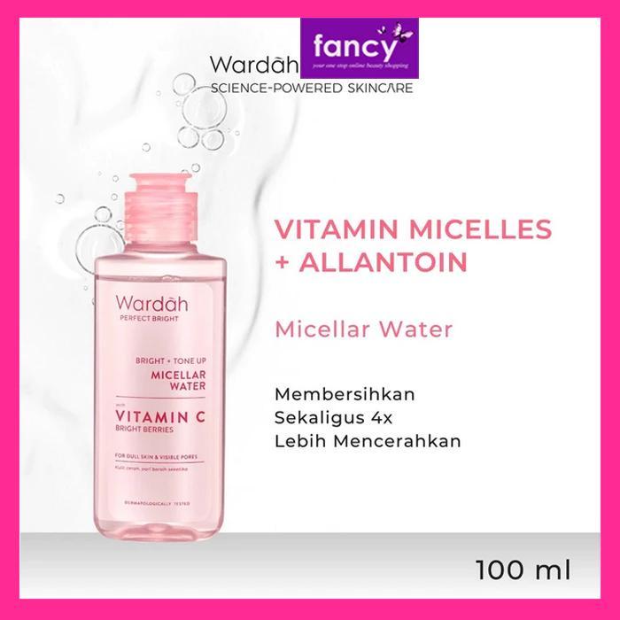 Wardah Perfect Bright TONE UP MICELLAR Water 100ml with Vitamin Micelles & Allantoin for 4x Brighter Skin Makeup Remover