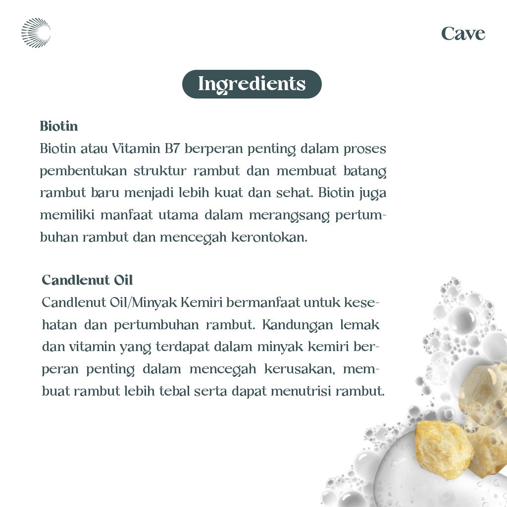CAVE Hair Shampoo 200 ml - Penumbuh Pemanjang Pelebat Rambut Pria Mengurangi Rontok & Kebotakan