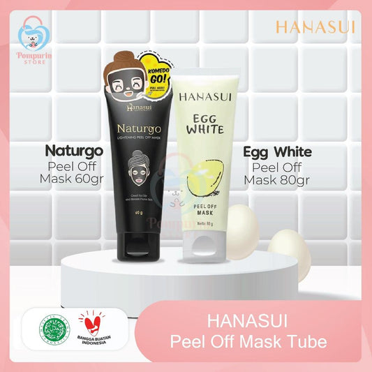 HANASUI Naturgo & Egg White Peel Off Mask Tube - 60g & 80g | Halal Skincare for Natural Glow