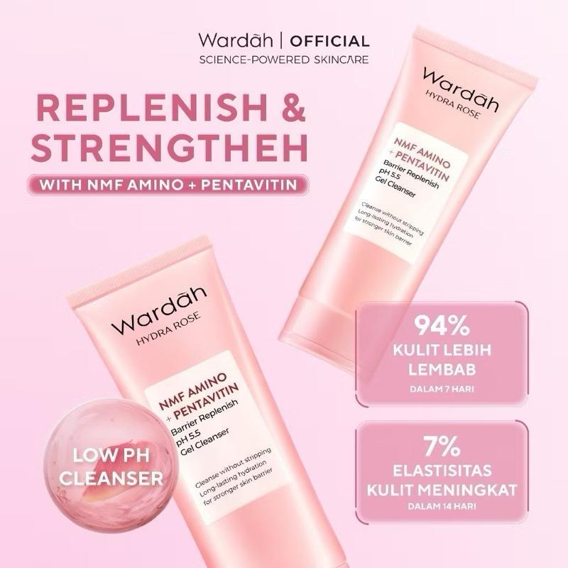 Wardah Hydra Rose Gentle Skin Barrier Cleanser with NMF & Pentavitin – pH 5.5 Hydrating Face Wash