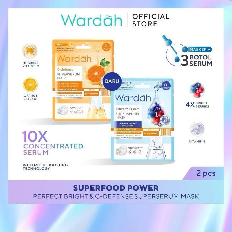 WARDAH 2-in-1 SuperSerum Mask Duo Pack – Vitamin C & Brightening Glow Boost Sheets