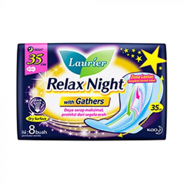 SOFTEX LAURIES RELAX NIGHT WITH GATHERS 35 CM ISI 8