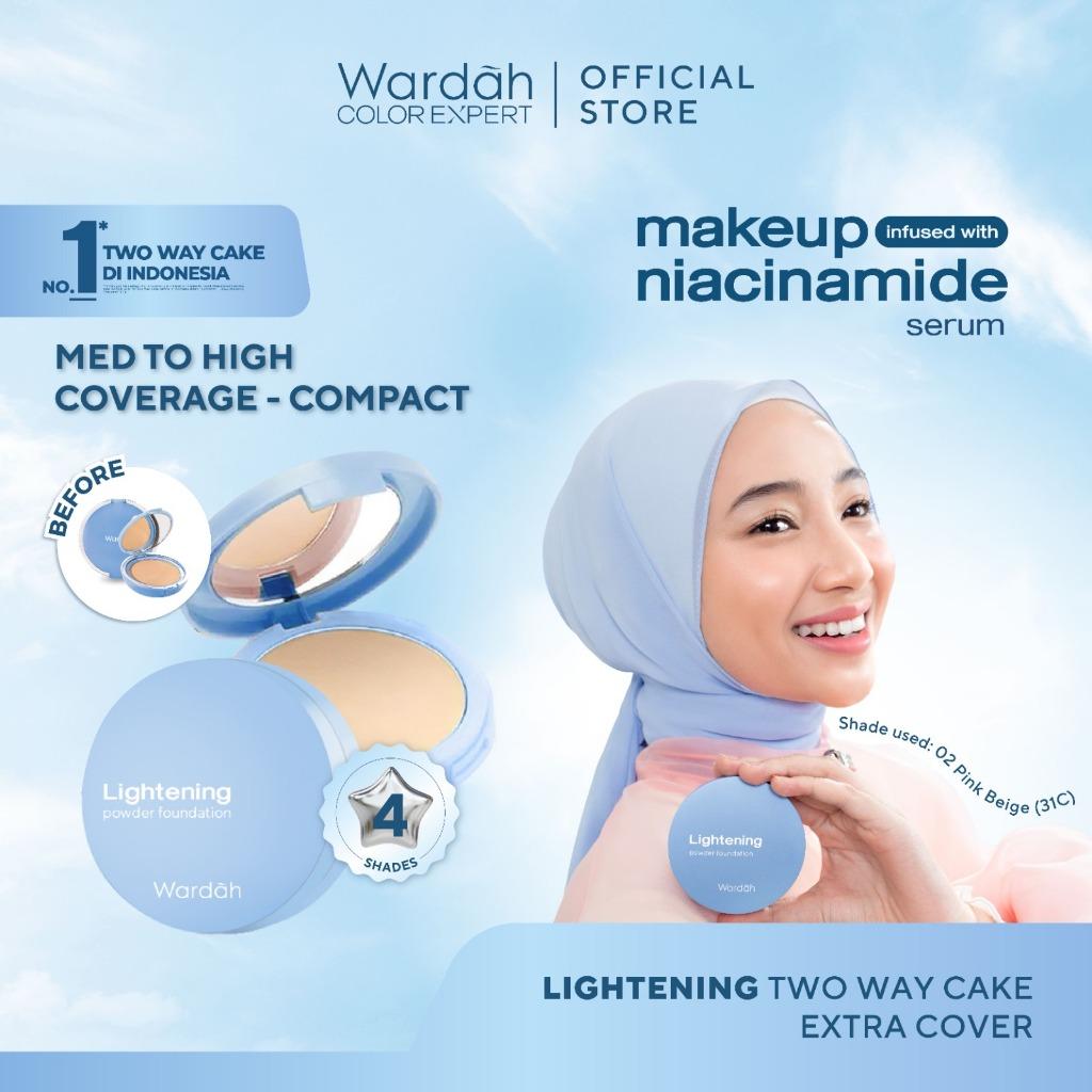 Wardah Lightening Powder Foundation Extra Cover 10g | Two Way Cake Medium to High Coverage | BPOM | Serba Ada!
