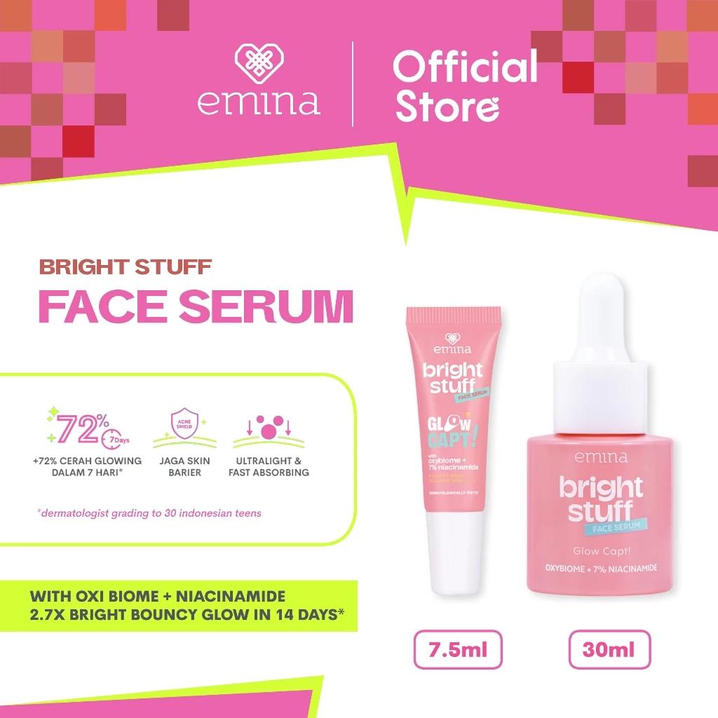 Emina Bright Stuff Face Serum 30ml - Oxybiome + 2% Niacinamide for Radiant Skin, 72% Brighter, Glowing & Anti-Dullness Moisturizer