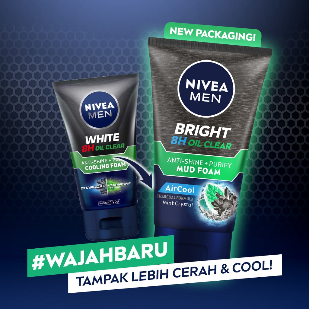 NIVEA Men Crème 75mL + NIVEA Men Bright Oil Clear Anti-Shine+Purify Mud Foam 50mL