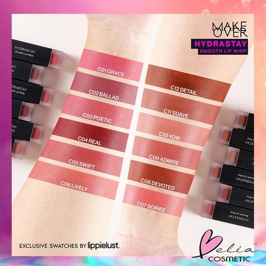 Belia MAKE OVER Hydrastay Smooth Lip Whip  Lip Cream  Lipcream  Hydra Smooth Finish BPOM Makeover