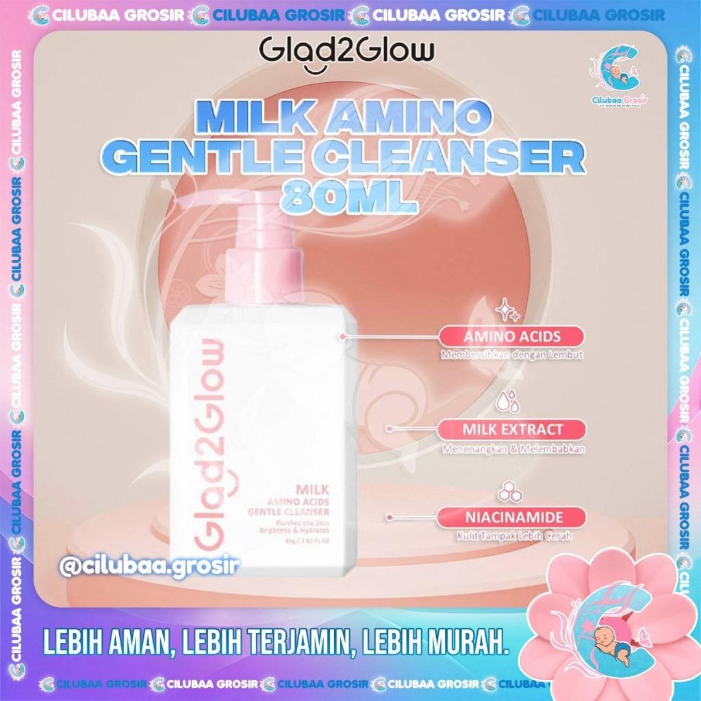 GLAD2GLOW Milk Amino Acid Gentle Cleanser Brightening Face Wash 80mL | Gentle Cleansing & Brightening Skincare for All Skin Types