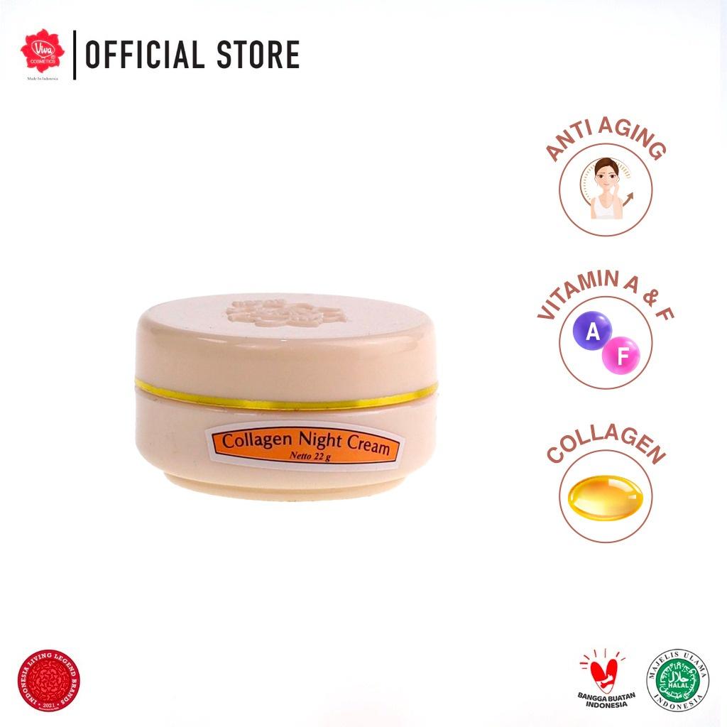 Viva Collagen Night Cream 22g - Enriched with Collagen Vitamin A & F for Enhanced Skin Elasticity and Cell Renewal