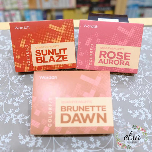 Wardah Colorfit Quad Eye Shadow Palette - Sunlit Blaze, Rose Aurora & Brunette Dawn
