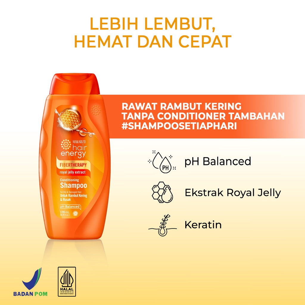 PAKET ISI 2 - Makarizo Hair Energy Fibertherapy Conditioning Shampoo Royal Jelly 170mL