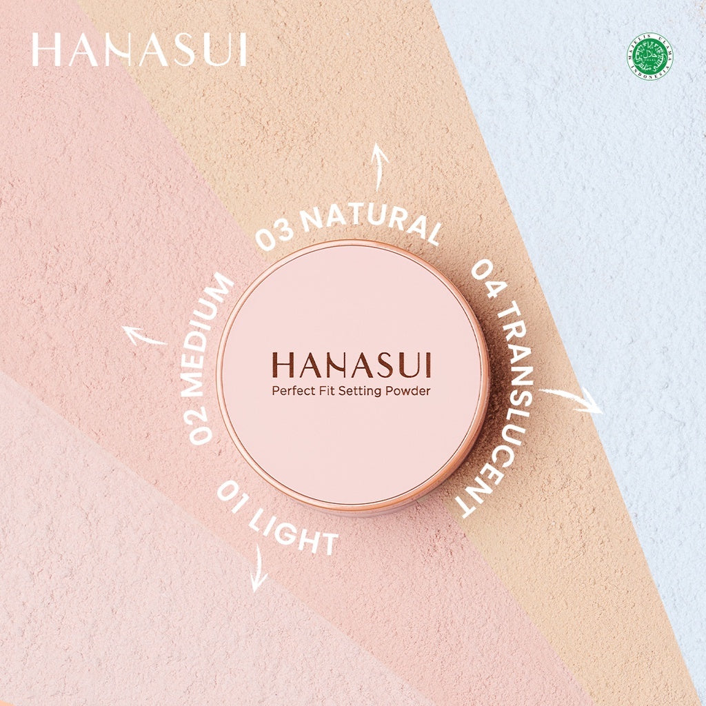 Hanasui Perfect Fit Setting Powder - Bedak Tabur Halus Ringan Natural Coverage Menyerap Minyak Berlebih Mengandung Vitamin E Anti Polusi
