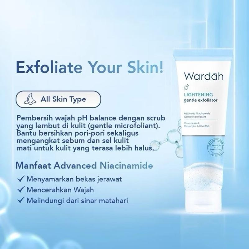 Wardah GlowRevive Lightening Gentle Exfoliator with Advanced Niacinamide 50 mL for Sensitive Skin Daily Use