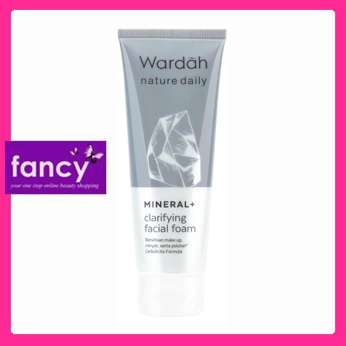 Wardah Nature Daily Mineral+ Clarifying Facial Foam 75ml - Cleanses Makeup Oil & Pollution with Olive Ingredients & Carbon Activ Formula
