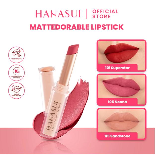 Hanasui Mattedorable Lipstick | Anti Geser Formula Smudgeproof Transferproof Long Lasting Matte