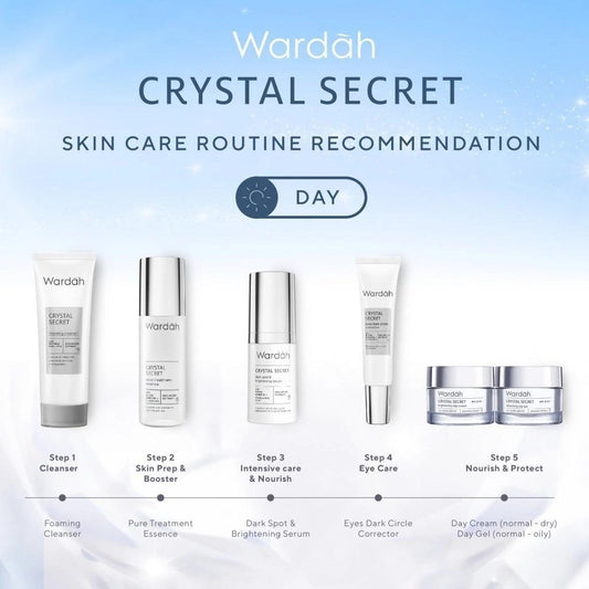Wardah Crystal Secret Series | Day&night Cream | Cleanser | Toner | Cleansing Gel